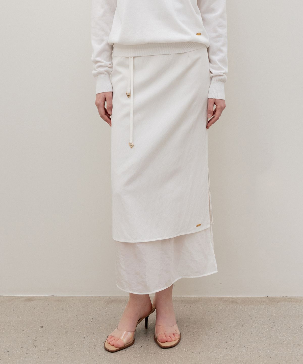 르메메(LEMEME) Elene Sheer Layered Skirt White