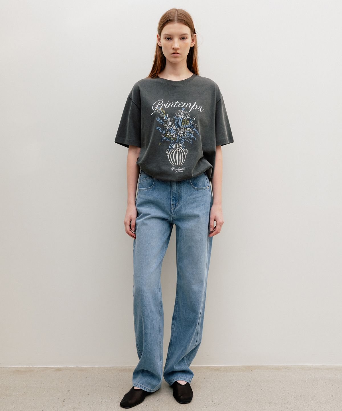르메메(LEMEME) Printemps Vase Graphic T-Shirt Charcoal