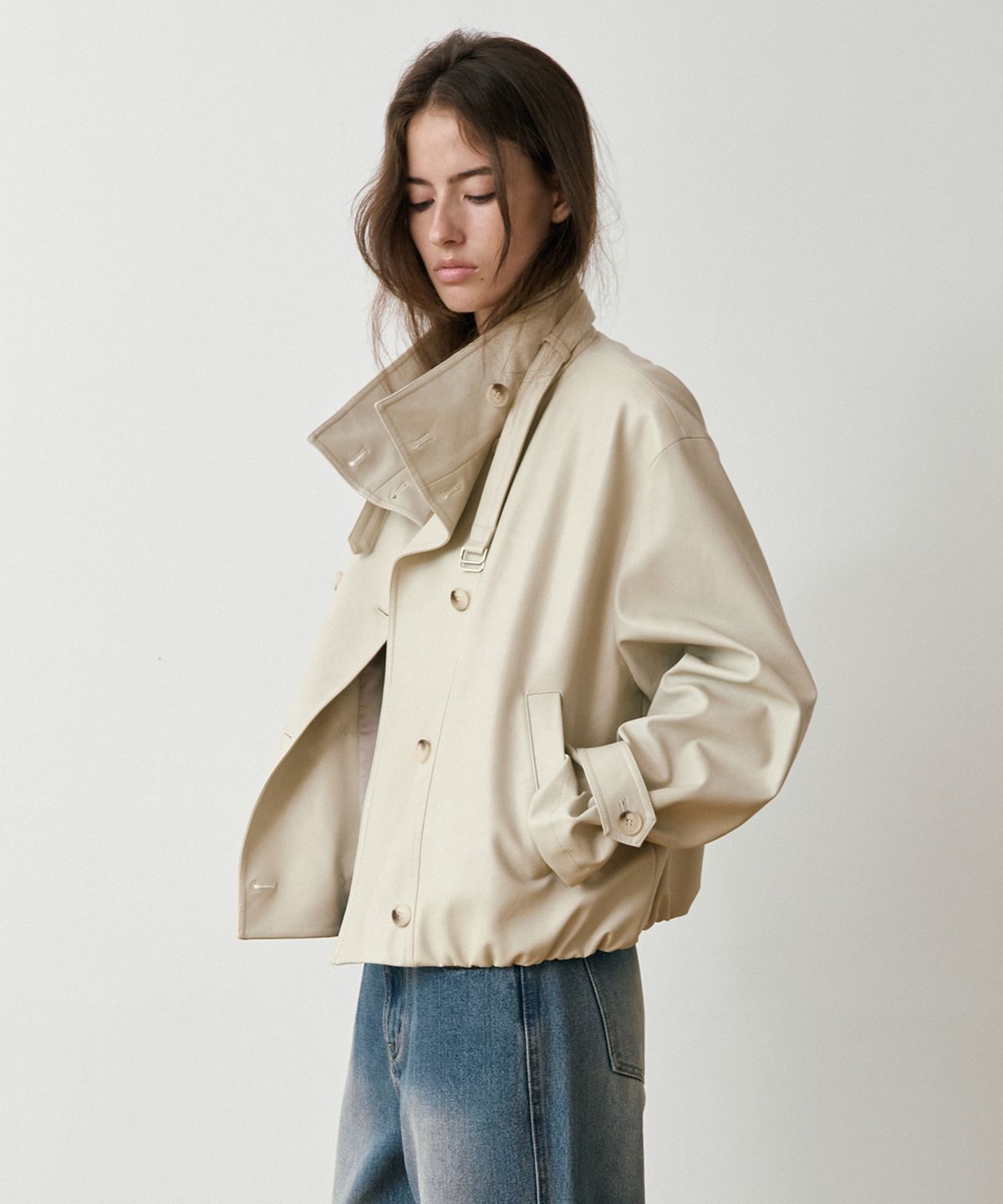 르메메(LEMEME) Mouchou High Neck Leather Jumper_3colors