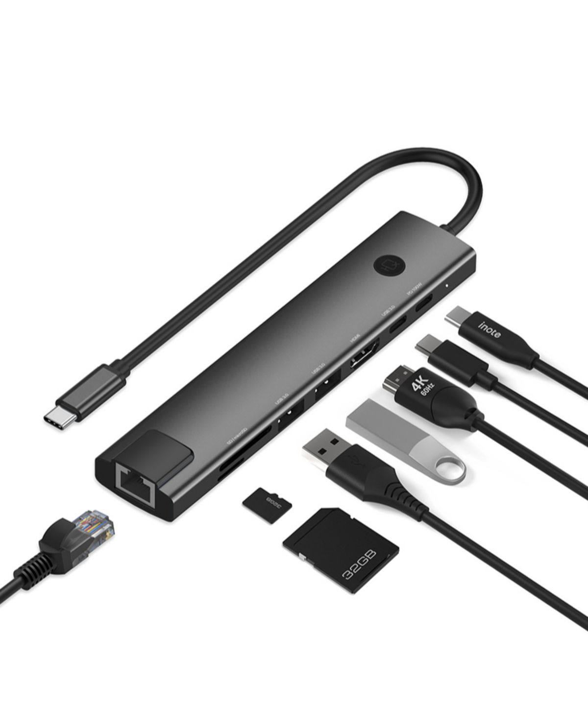 아이노트(INOTE) 8in1 C타입 멀티 허브 화면잠금 CH63P