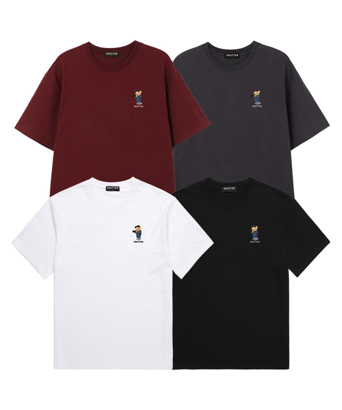 셔터(SHUTTER) MINI BEAR 반팔 티셔츠 (SS038) 버건디