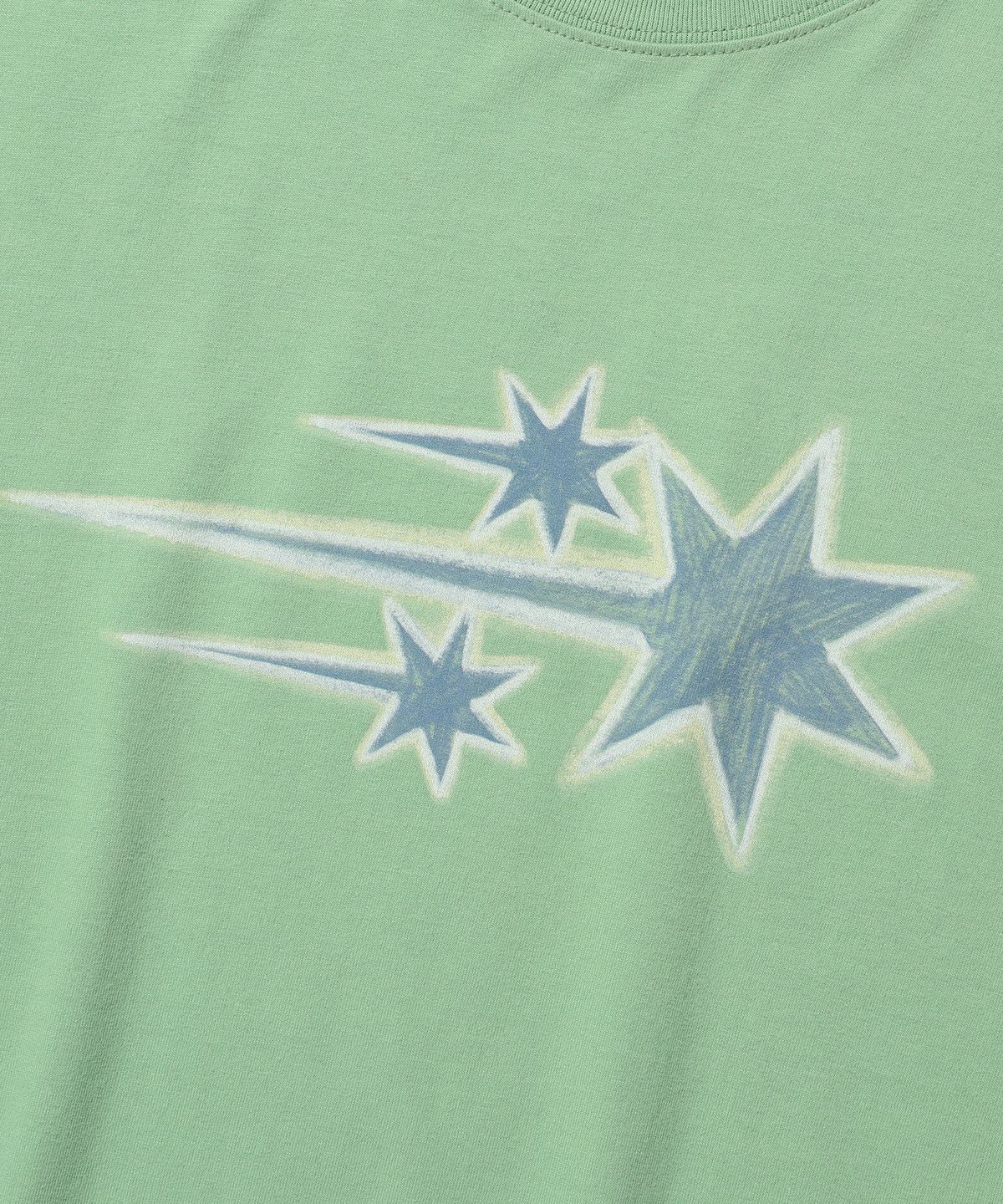 나이스고스트클럽(NICEGHOSTCLUB) DRAWING 3STAR BIG CROP TEE_LIGHT GREEN(NG2GMFT530A)