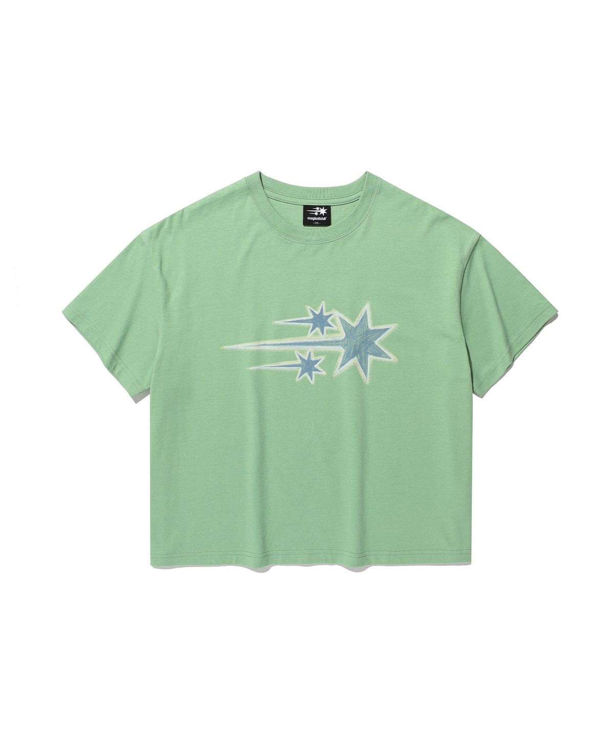 나이스고스트클럽(NICEGHOSTCLUB) DRAWING 3STAR BIG CROP TEE_LIGHT GREEN(NG2GMFT530A)