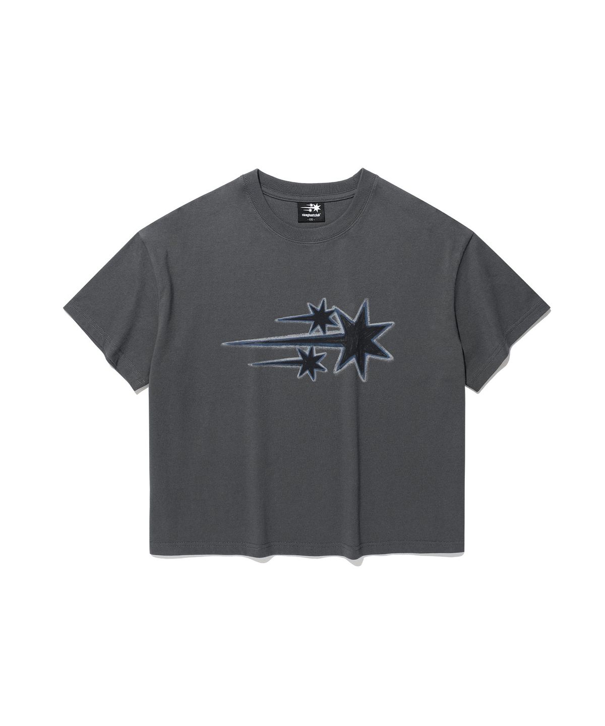 나이스고스트클럽(NICEGHOSTCLUB) DRAWING 3STAR BIG CROP TEE_CHARCOAL(NG2GMFT530A)