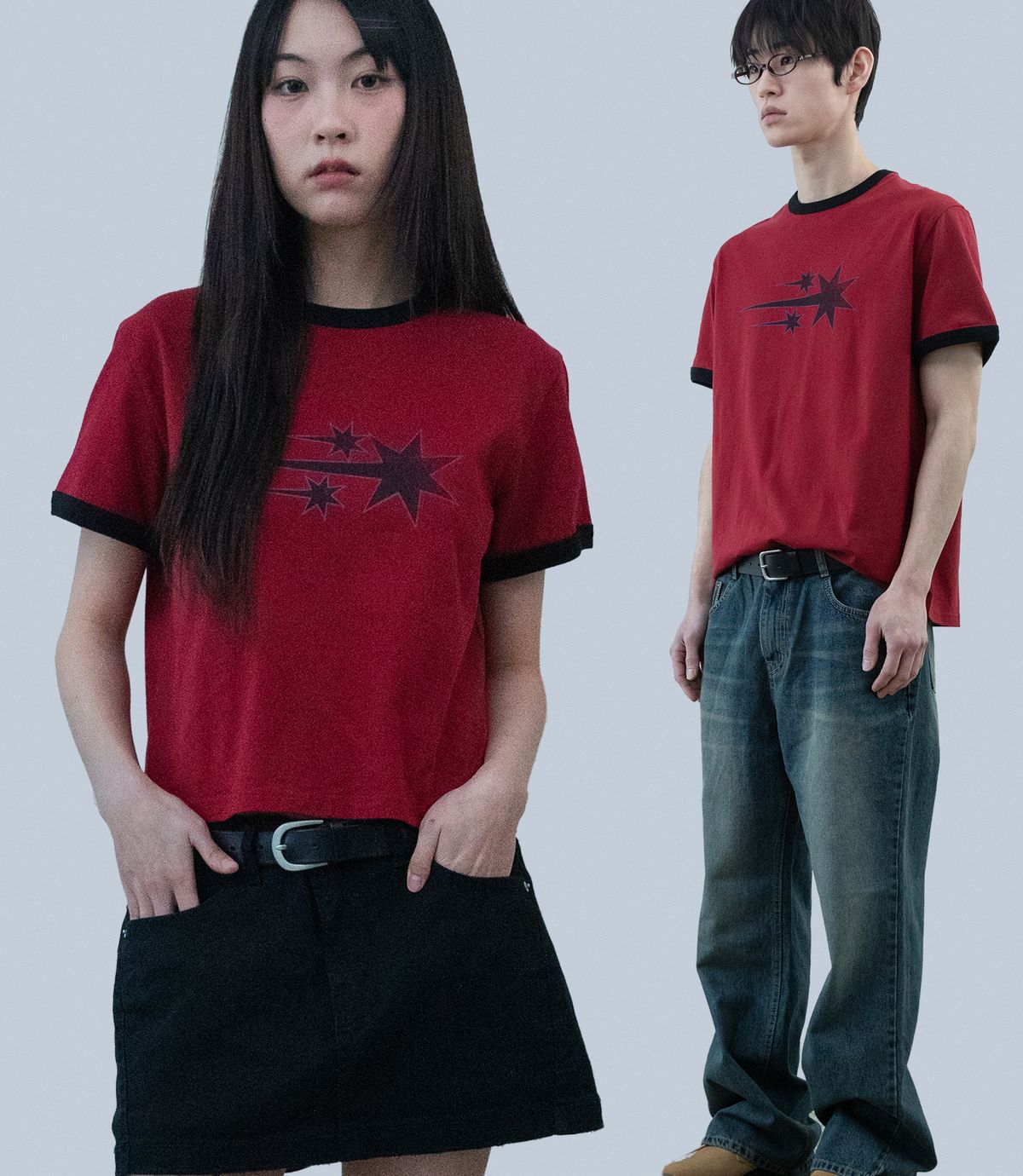 나이스고스트클럽(NICEGHOSTCLUB) VINTAGE 3STAR BASIC RINGER TEE_BURGUNDY(NG2GMUT538A)
