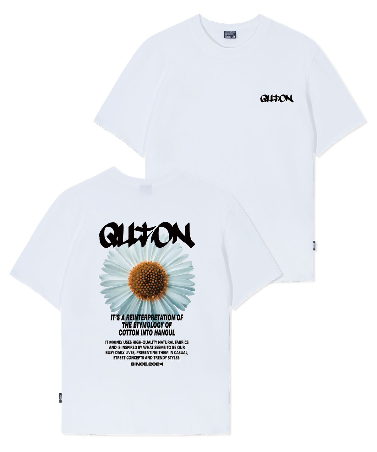 쿠톤(QUTON) 데이지ver2 블루 오버핏 헤비 반팔티셔츠