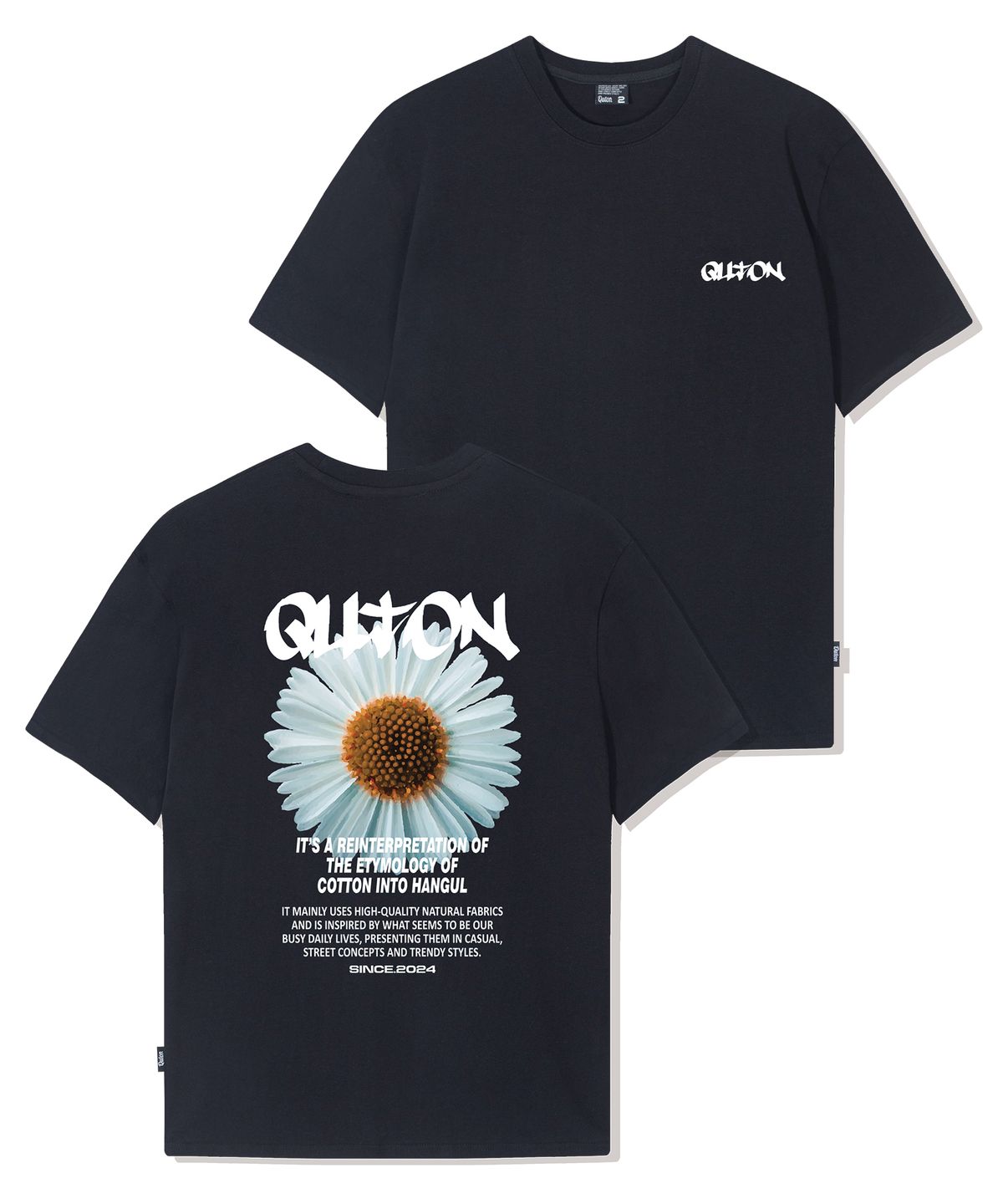 쿠톤(QUTON) 데이지ver2 블루 오버핏 헤비 반팔티셔츠