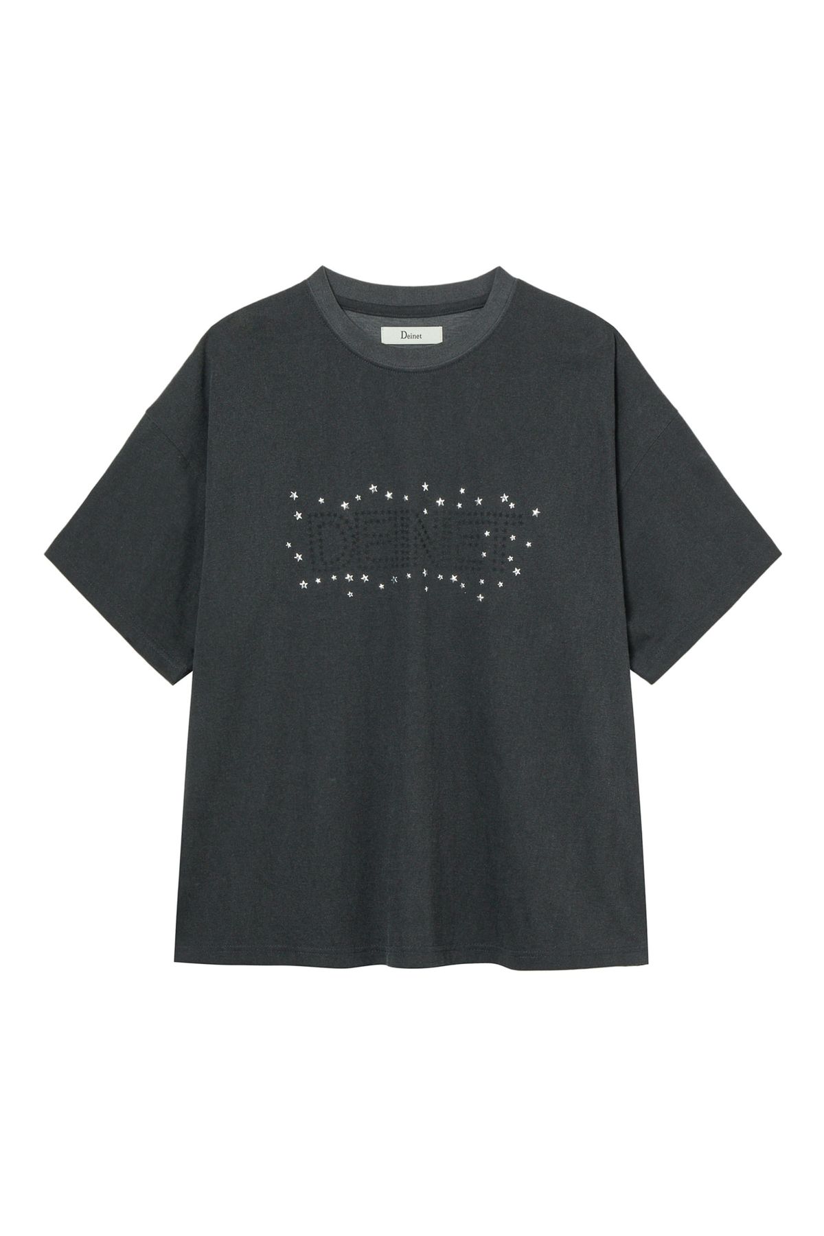 다이닛(DEINET) STAR TRIM DYEING T-SHIRTS IN CHARCOAL