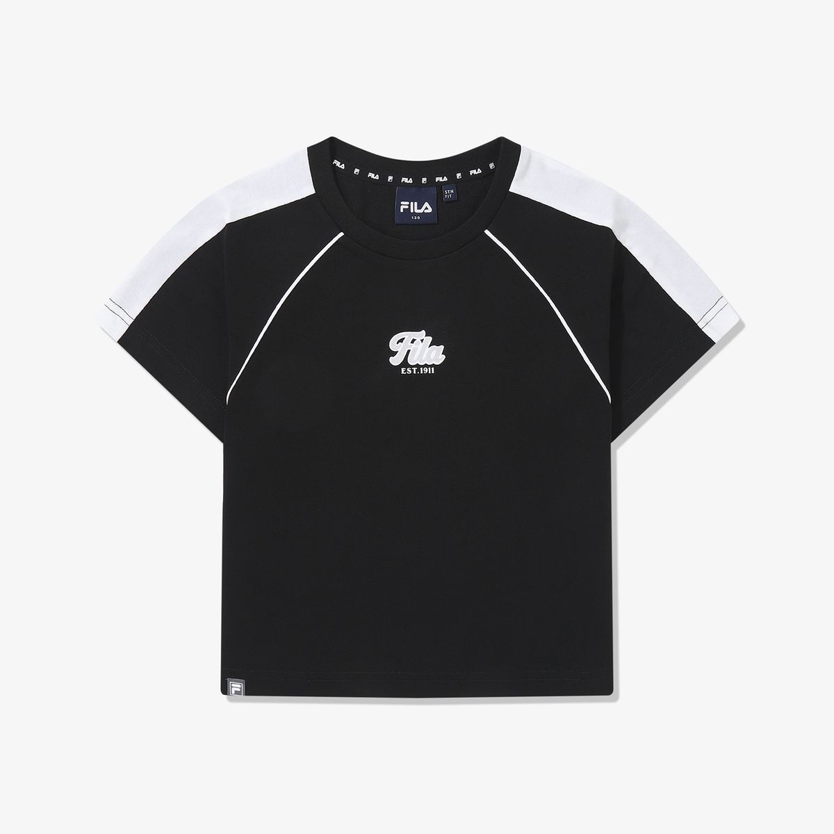 휠라 키즈(FILA KIDS) 여아 소매 배색 티셔츠