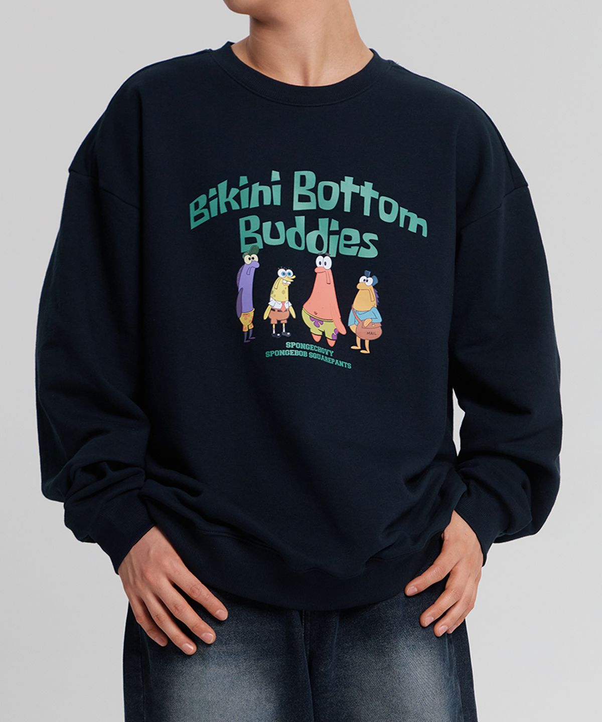 댄꼼마(DANCOMMA) 스폰지밥 주민이 된 스폰지밥과 뚱이 스웨트셔츠