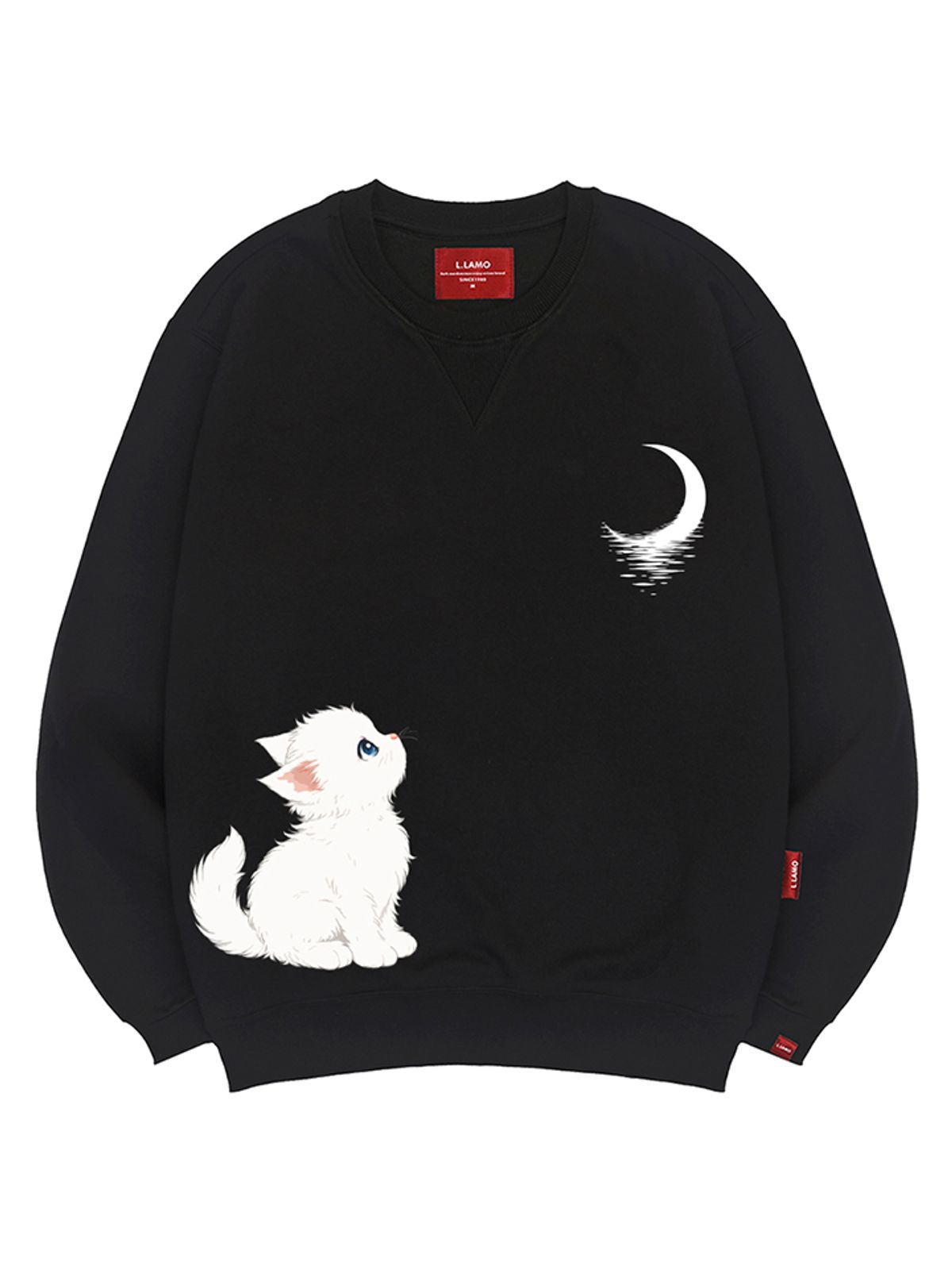 엘라모(LLAMO) 달빛고양이 맨투맨 남녀공용 빅사이즈 S~4XL