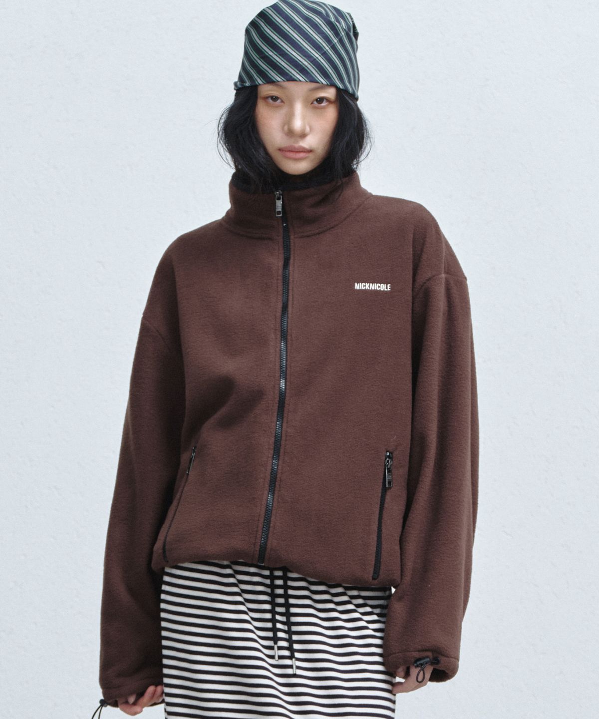 닉앤니콜(NICK&NICOLE) FLEECE ZIP-UP JACKET_BROWN