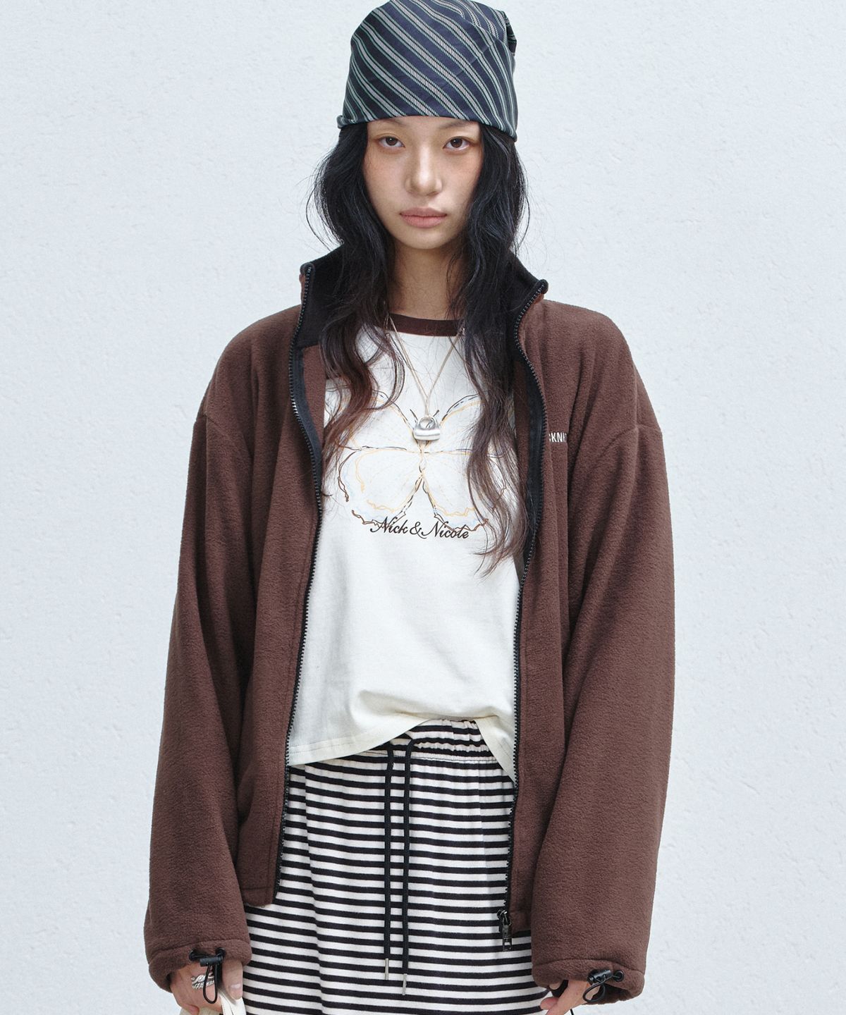 닉앤니콜(NICK&NICOLE) FLEECE ZIP-UP JACKET_BROWN