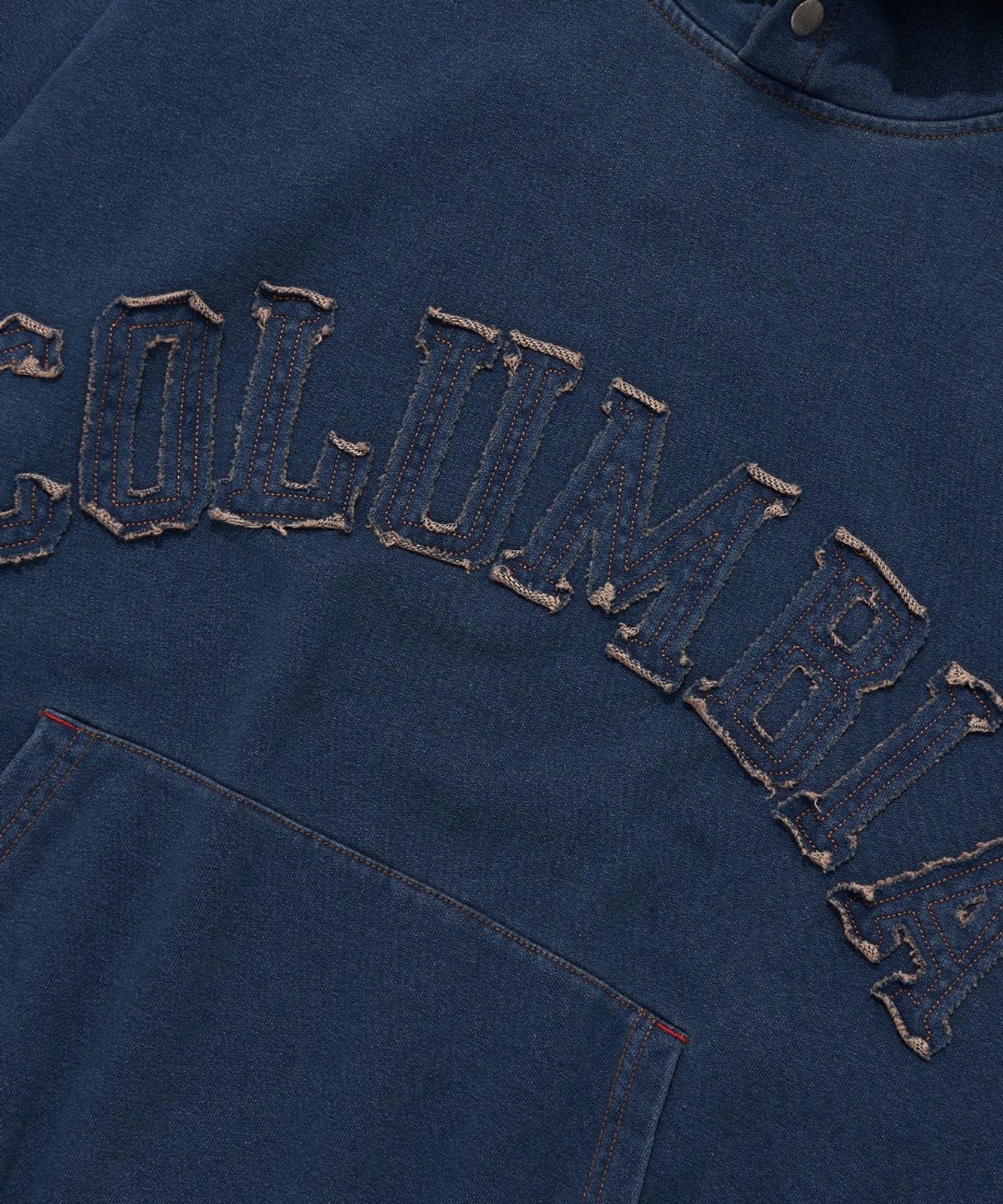 컬럼비아 유니버시티(COLUMBIA UNIVERSITY) BIG ARCH DENIM TERRY HOODIE_MIDNIGHT JEAN