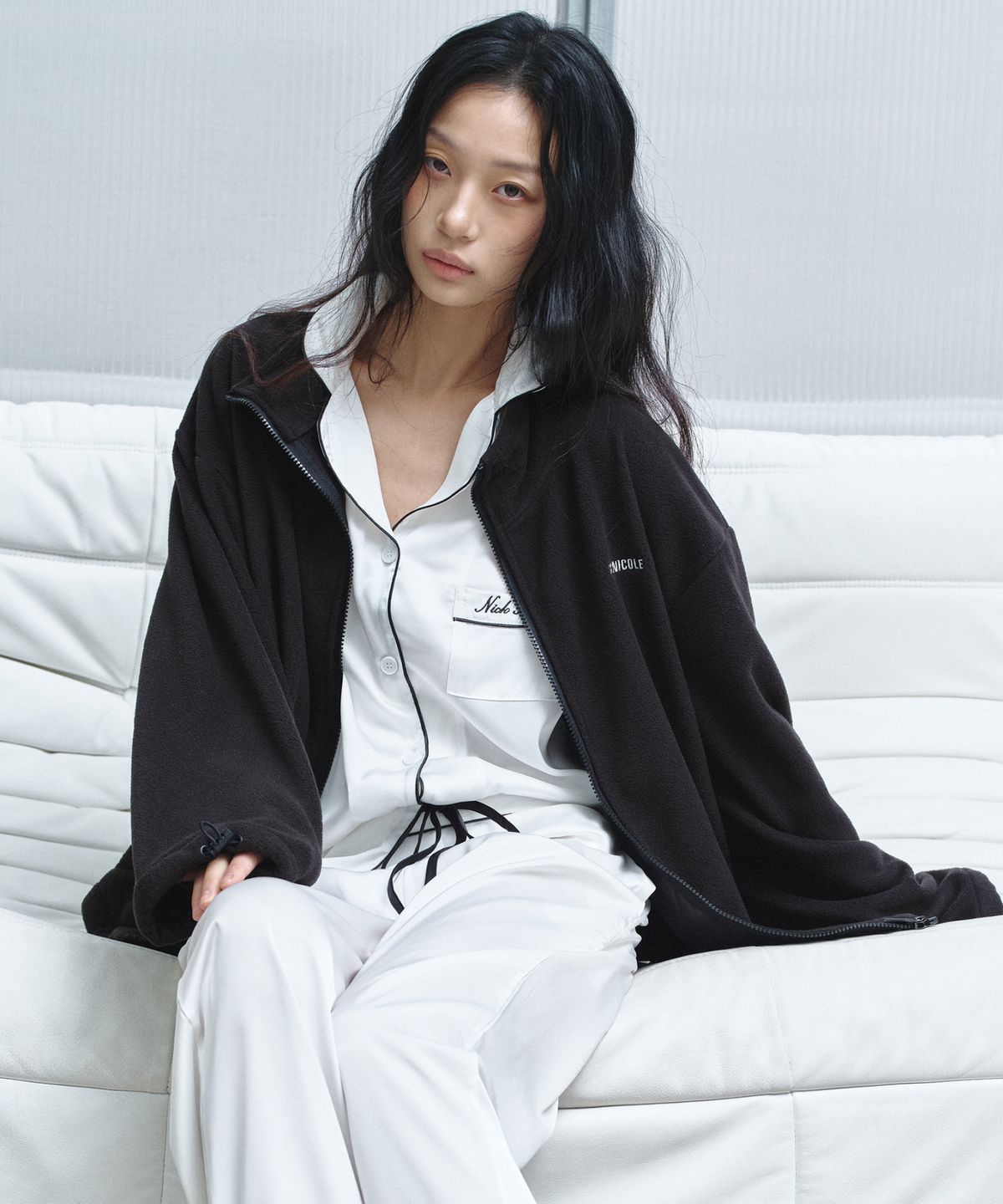 닉앤니콜(NICK&NICOLE) FLEECE ZIP-UP JACKET_BLACK