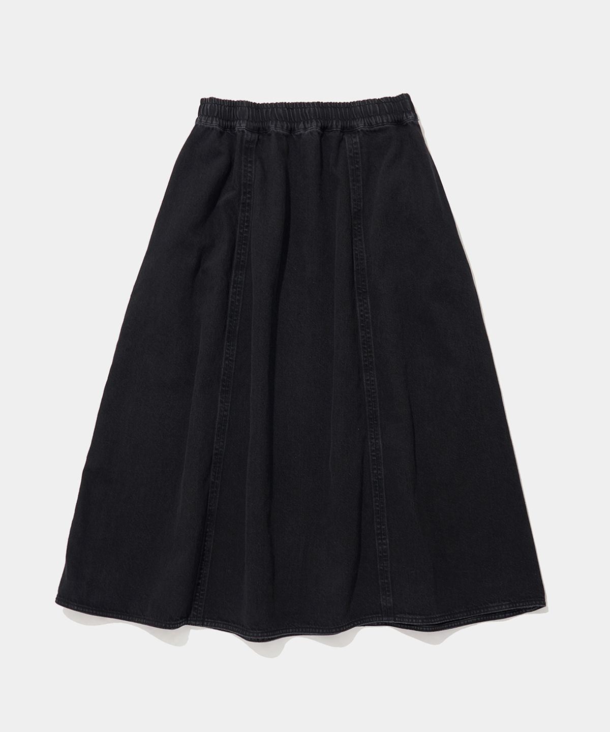 컬럼비아 유니버시티(COLUMBIA UNIVERSITY) PANEL PLEATED DENIM SKIRT_GRAY JEAN