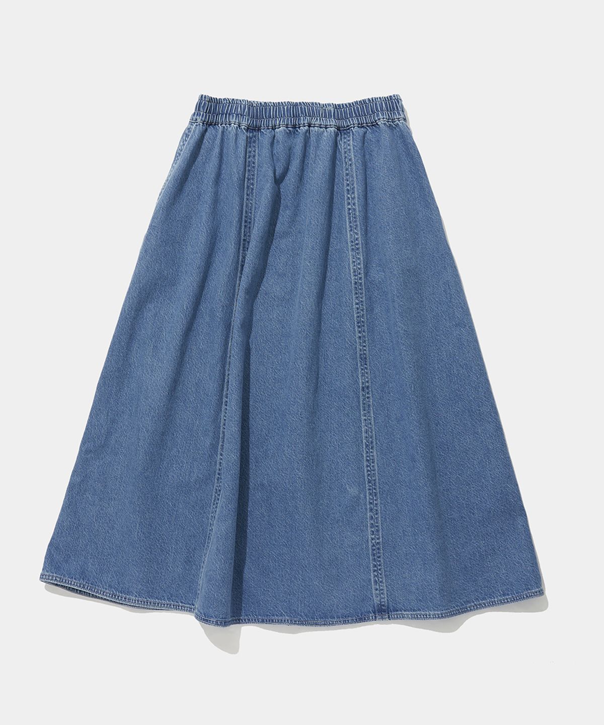 컬럼비아 유니버시티(COLUMBIA UNIVERSITY) PANEL PLEATED DENIM SKIRT_LIGHT JEAN
