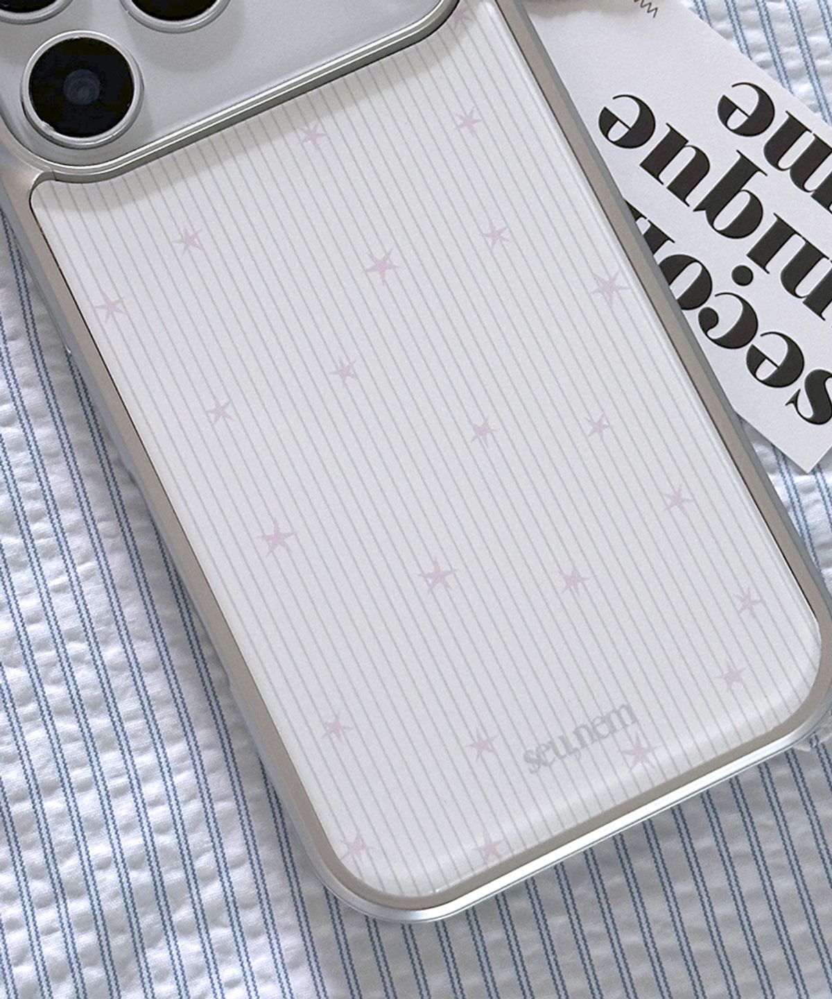 세컨드유니크네임(SECOND UNIQUE NAME) SUN CASE GRAPHIC STRIPE PINK STAR