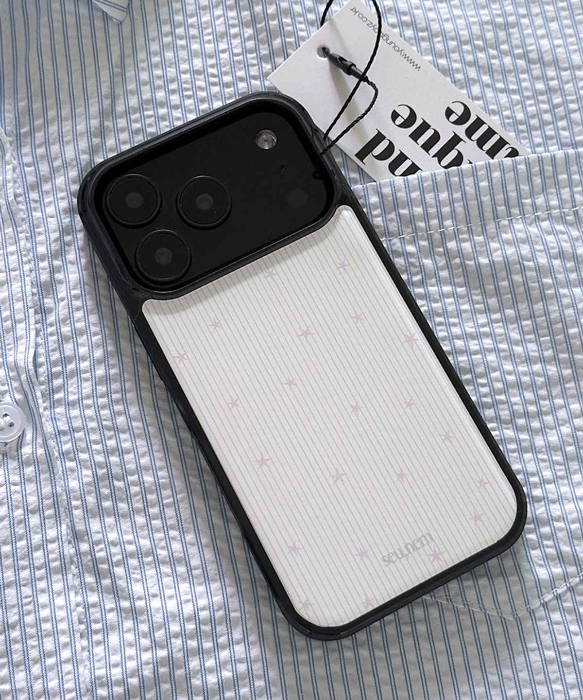 세컨드유니크네임(SECOND UNIQUE NAME) SUN CASE GRAPHIC STRIPE PINK STAR