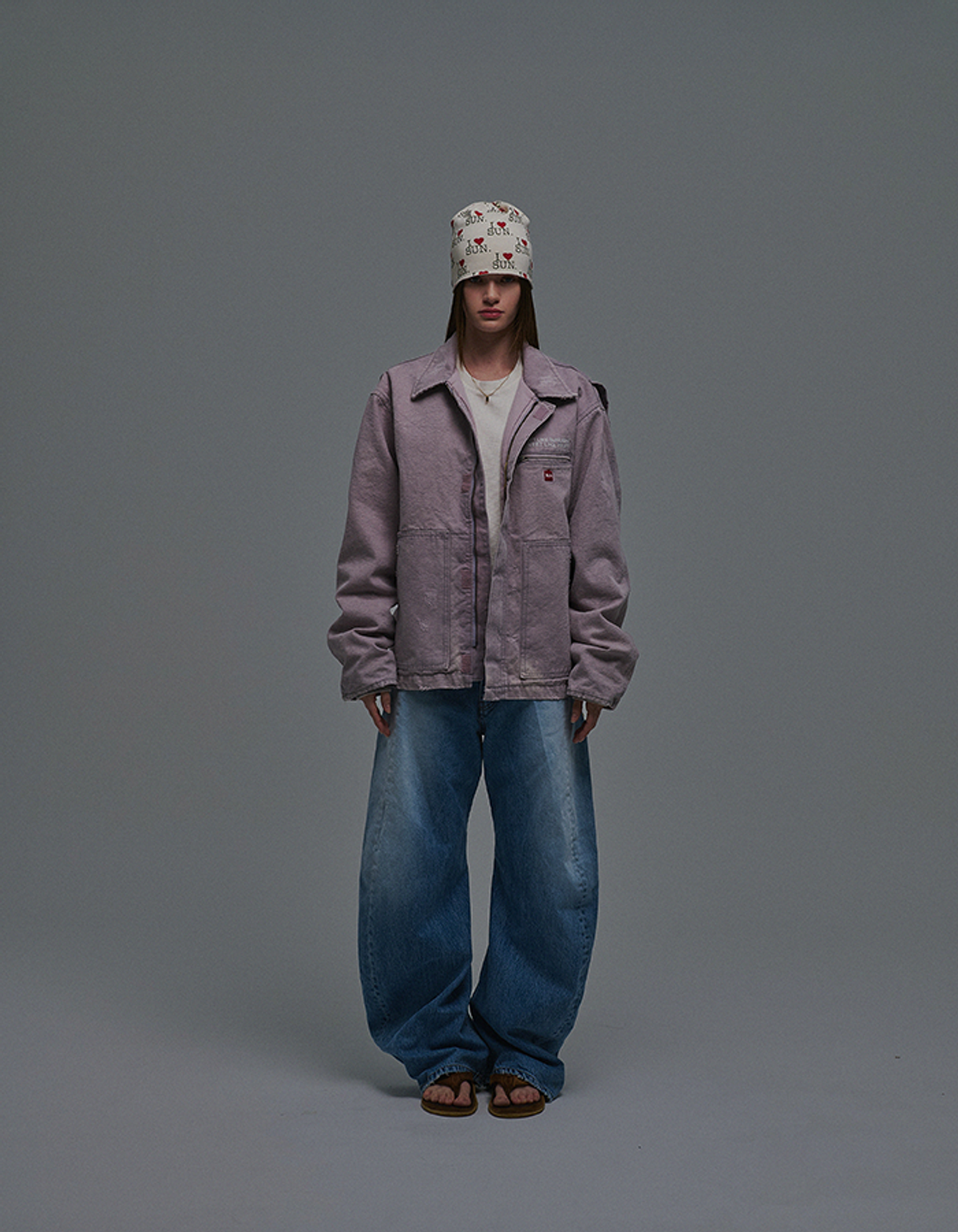 선데이후르츠마켓(SUNDAY FRUIT MARKET) SQUARE APPLE WASHED JACKET LAVENDER
