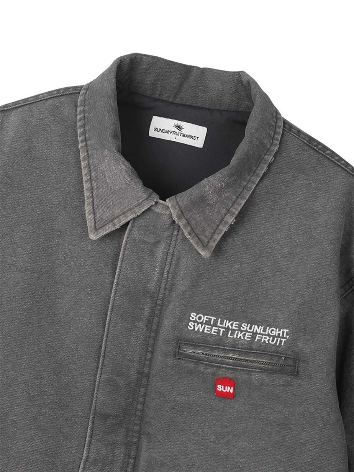 선데이후르츠마켓(SUNDAY FRUIT MARKET) SQUARE APPLE WASHED JACKET CHARCOAL
