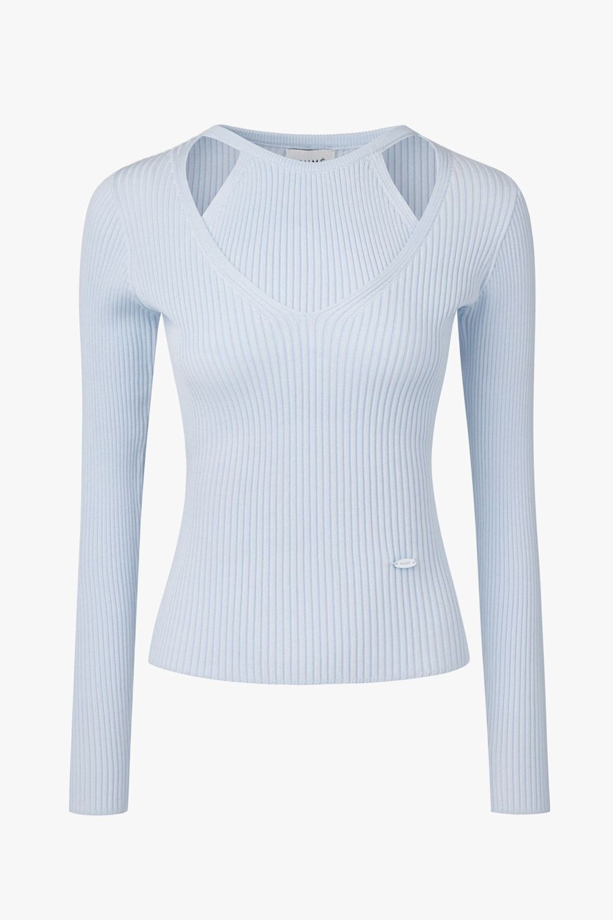 쿠메(KUMÉ) Halter Layering Tencel Sweater, Light Blue