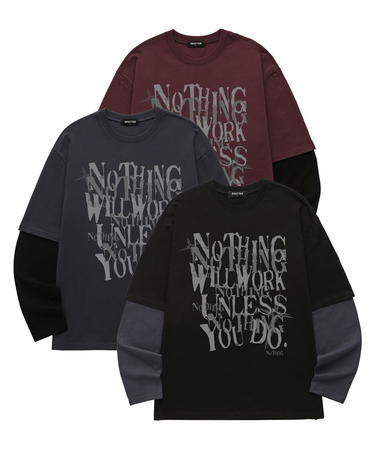 셔터(SHUTTER) LAYERED NOTHING 롱슬리브 (SLS039) 버건디