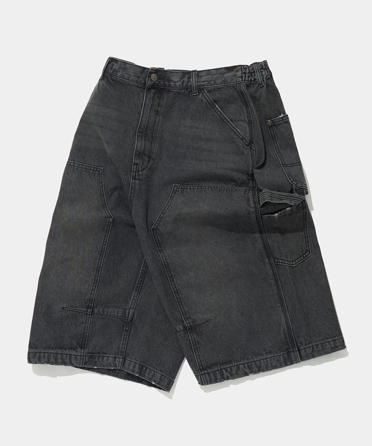 컬럼비아 유니버시티(COLUMBIA UNIVERSITY) UTILITY DOUBLE-KNEE DENIM BERMUDA SHORTS PANTS_BLACK JEAN