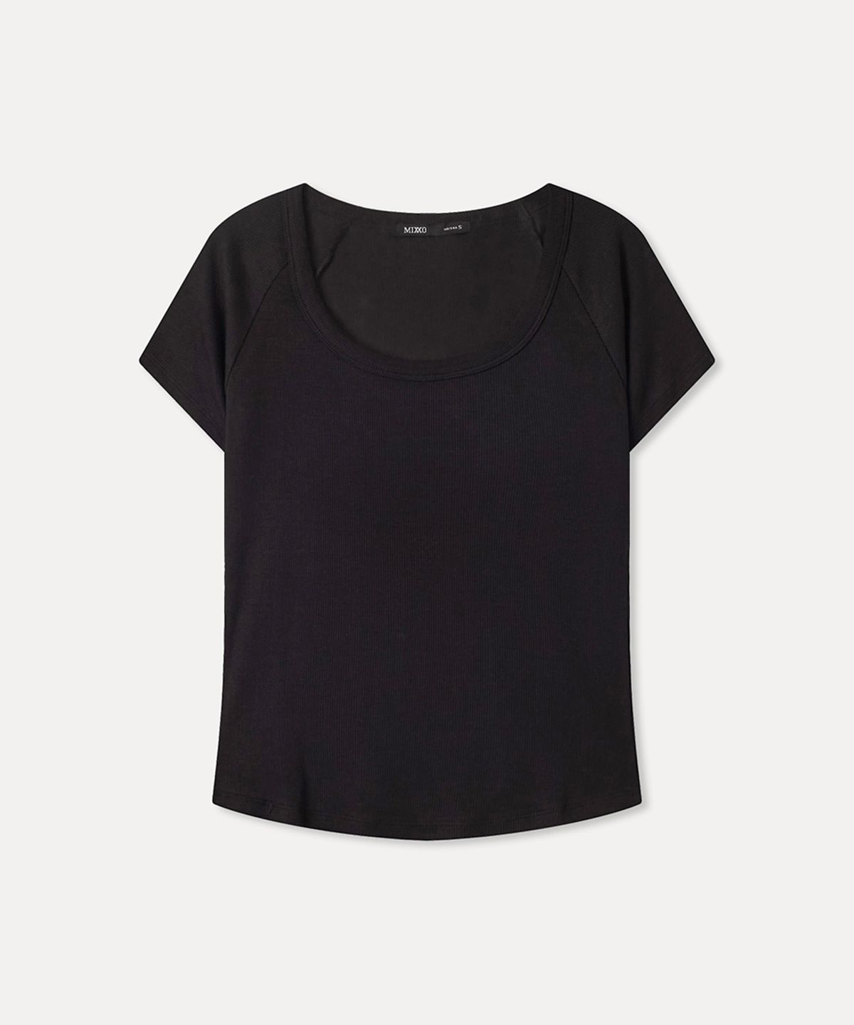 미쏘(MIXXO) 골지 U넥 반팔 티셔츠_MIWHWG410A