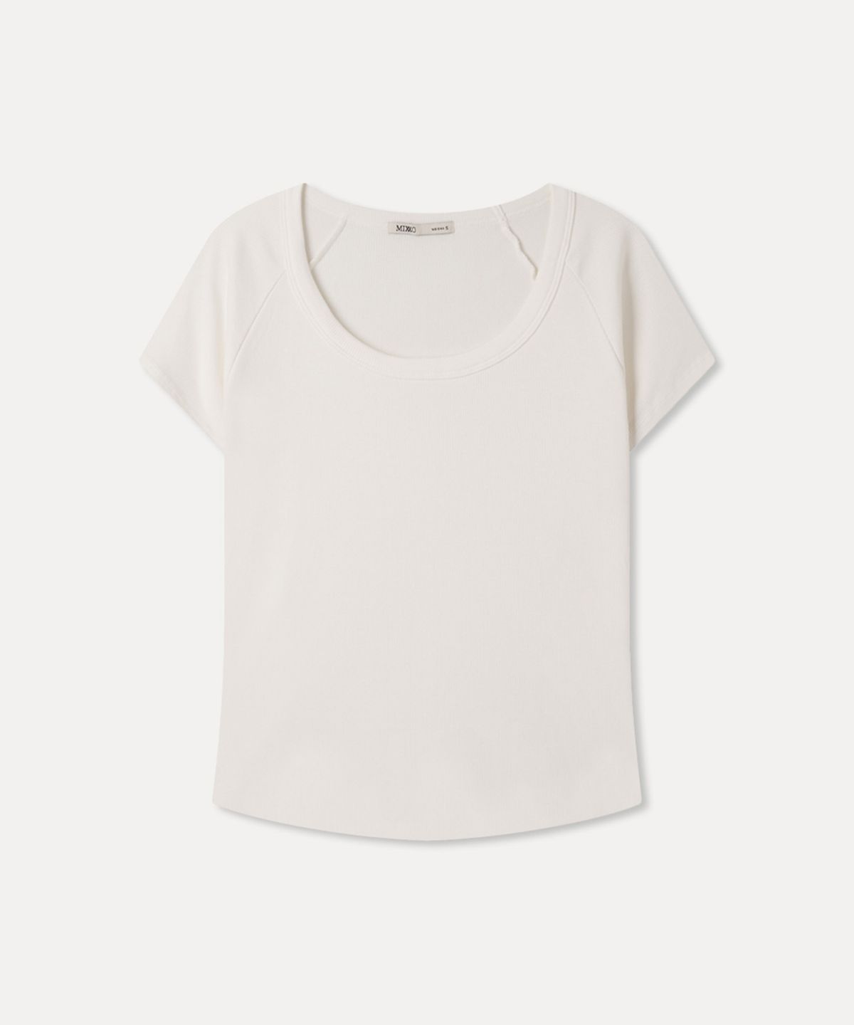 미쏘(MIXXO) 골지 U넥 반팔 티셔츠_MIWHWG410A