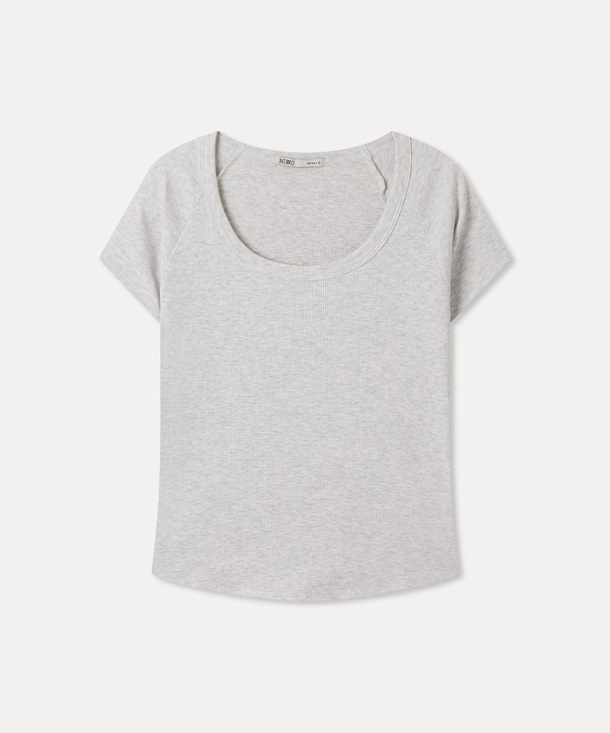 미쏘(MIXXO) 골지 U넥 반팔 티셔츠_MIWHWG410A