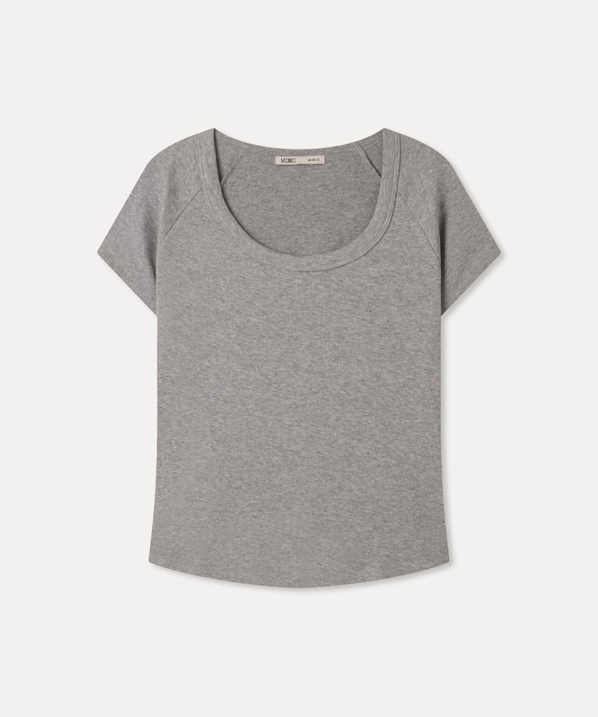 미쏘(MIXXO) 골지 U넥 반팔 티셔츠_MIWHWG410A