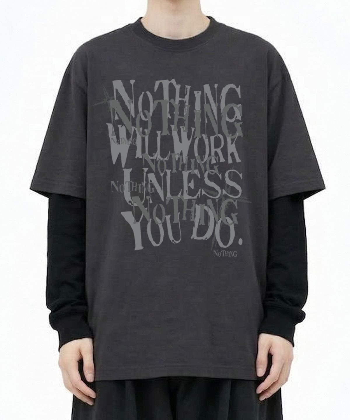 셔터(SHUTTER) LAYERED NOTHING 롱슬리브 (SLS039) 차콜