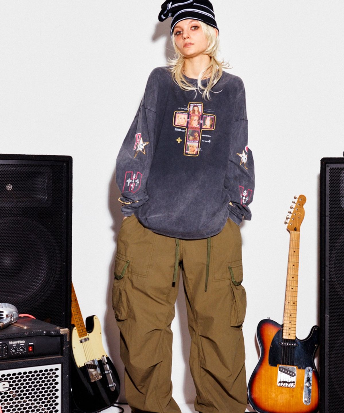 하이타이드 프랭키(HIGHTIDEFRANKIE) False Icon Long Sleeve Tee Charcoal