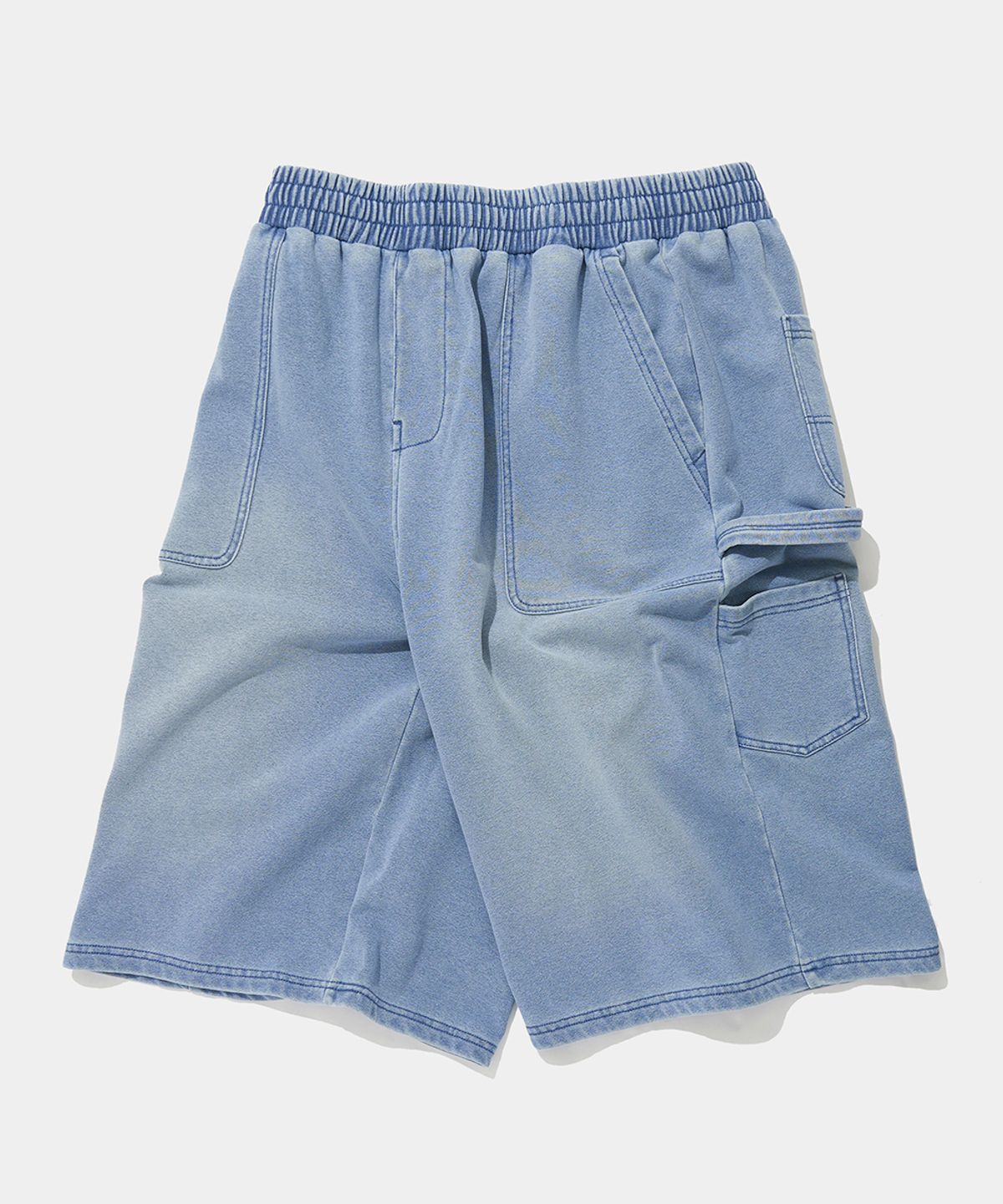컬럼비아 유니버시티(COLUMBIA UNIVERSITY) UTILITY WASHED DENIM TERRY SHORTS PANTS_LIGHT JEAN