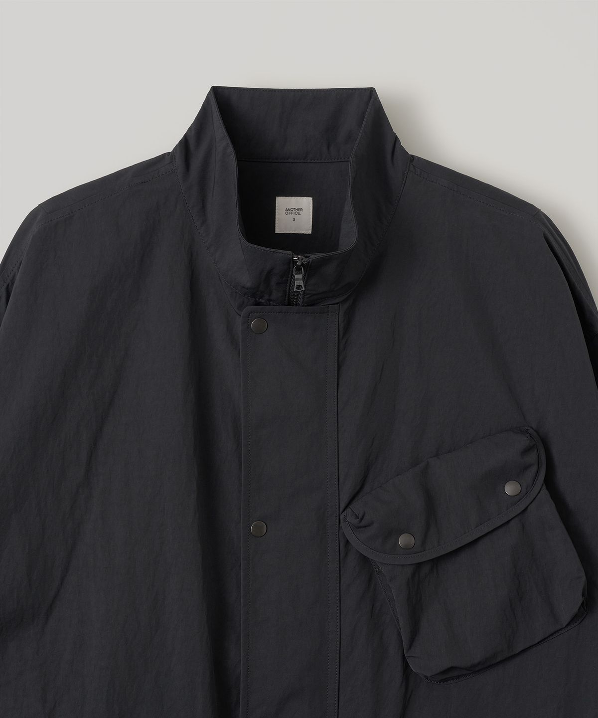 어나더 오피스(ANOTHER OFFICE) Motorcycle High-Neck Jacket (Black)