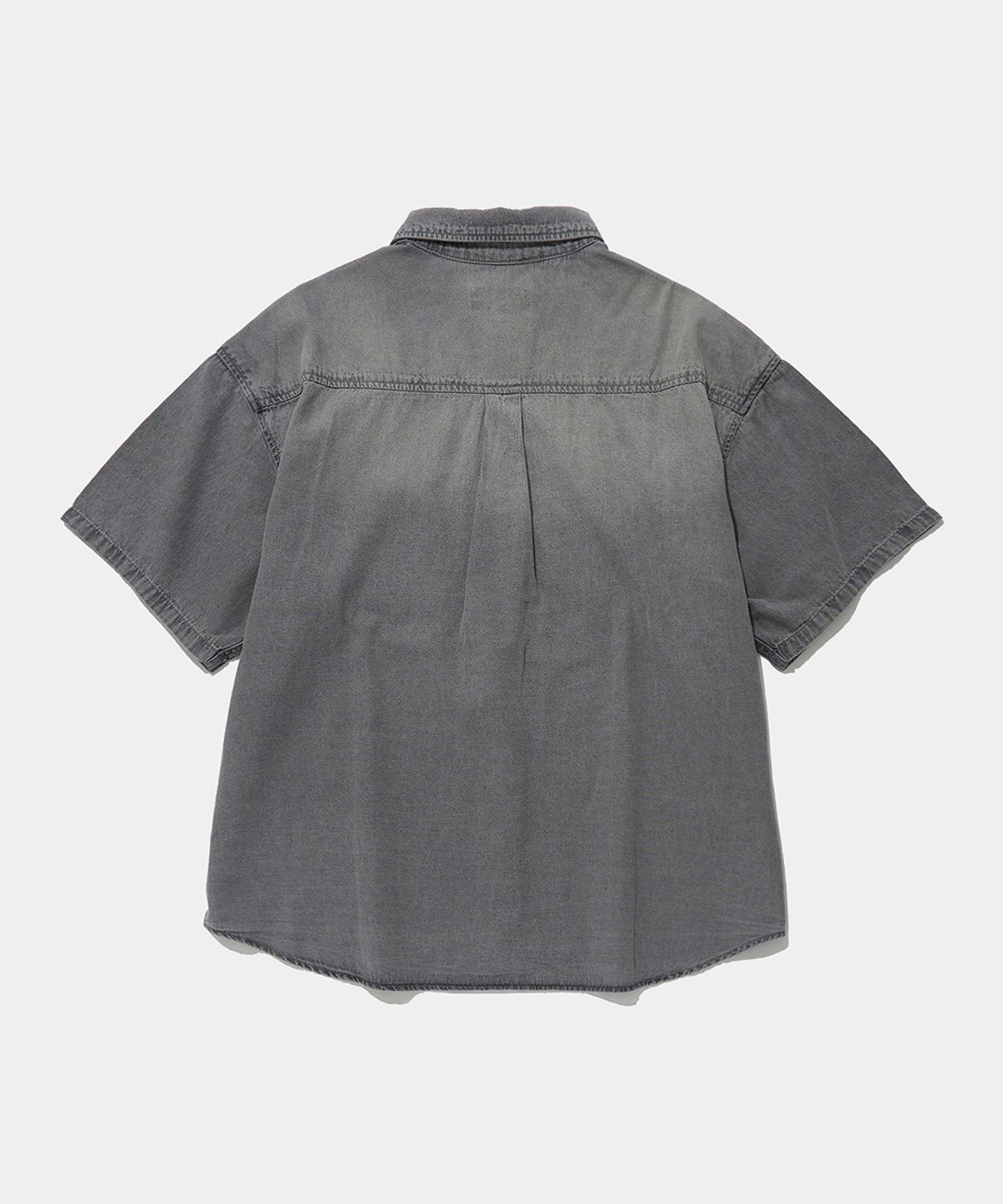 컬럼비아 유니버시티(COLUMBIA UNIVERSITY) SPRAY WASHED ONE POCKET DENIM S/S SHIRTS_GRAY JEAN