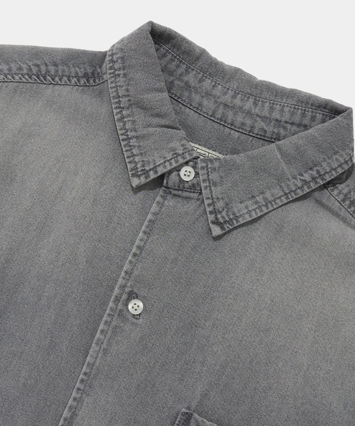 컬럼비아 유니버시티(COLUMBIA UNIVERSITY) SPRAY WASHED ONE POCKET DENIM S/S SHIRTS_GRAY JEAN