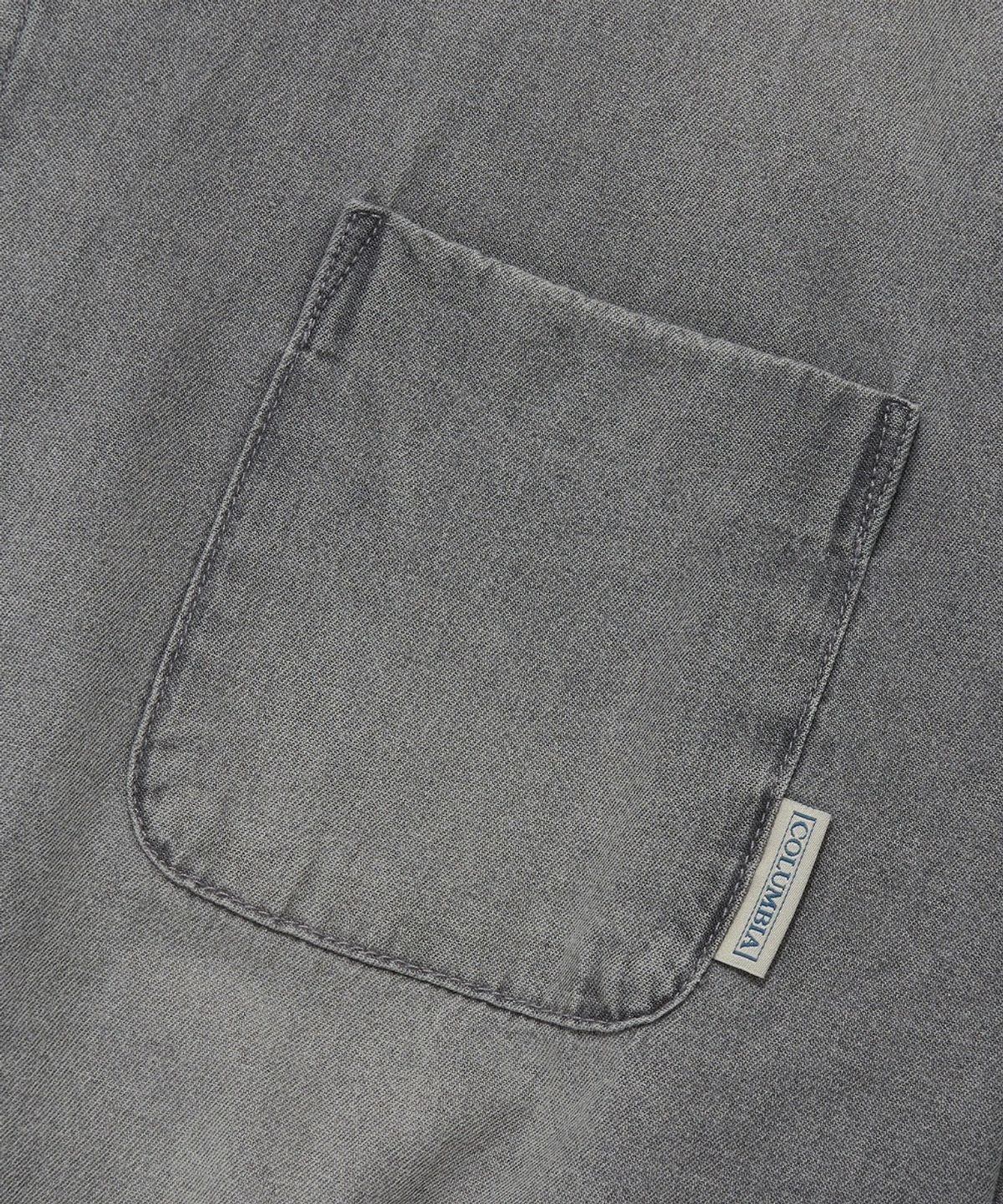 컬럼비아 유니버시티(COLUMBIA UNIVERSITY) SPRAY WASHED ONE POCKET DENIM S/S SHIRTS_GRAY JEAN