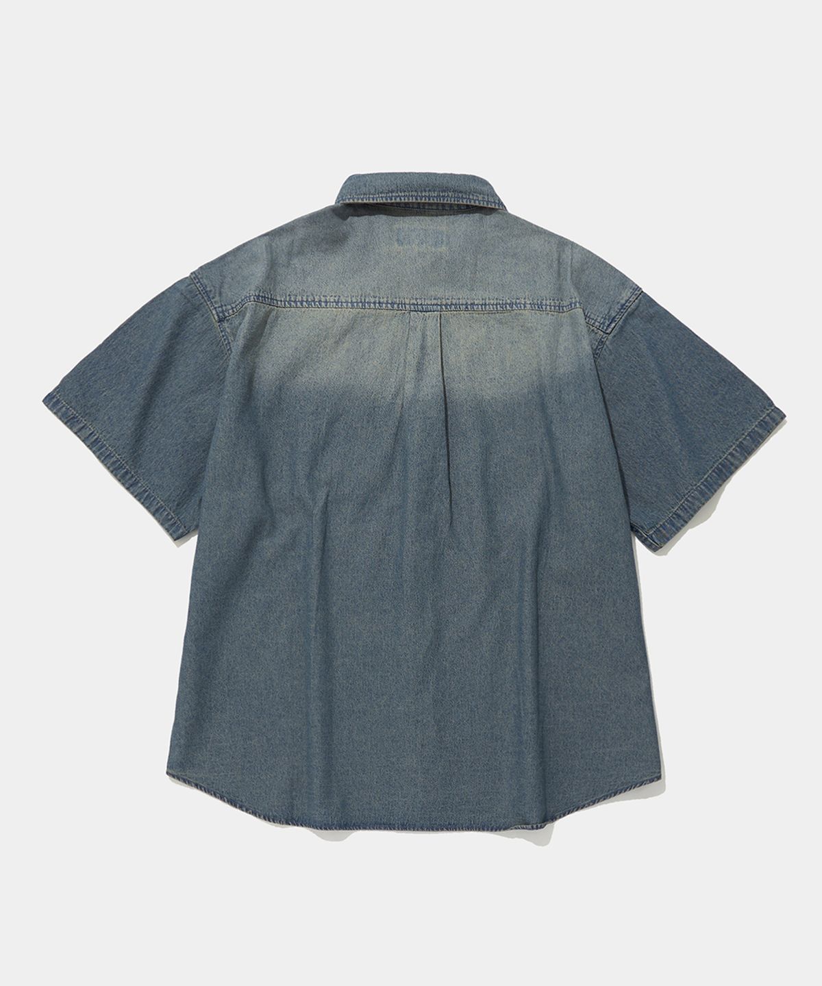 컬럼비아 유니버시티(COLUMBIA UNIVERSITY) SPRAY WASHED ONE POCKET DENIM S/S SHIRTS_LIGHT JEAN