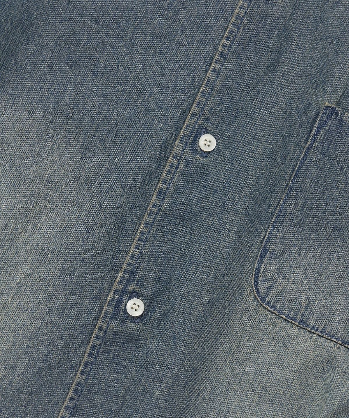 컬럼비아 유니버시티(COLUMBIA UNIVERSITY) SPRAY WASHED ONE POCKET DENIM S/S SHIRTS_LIGHT JEAN