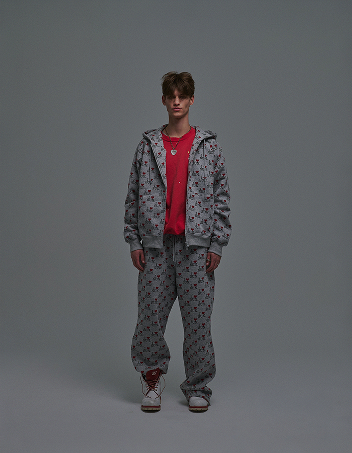 선데이후르츠마켓(SUNDAY FRUIT MARKET) I LOVE SUN ZIP HOODIE GRAY