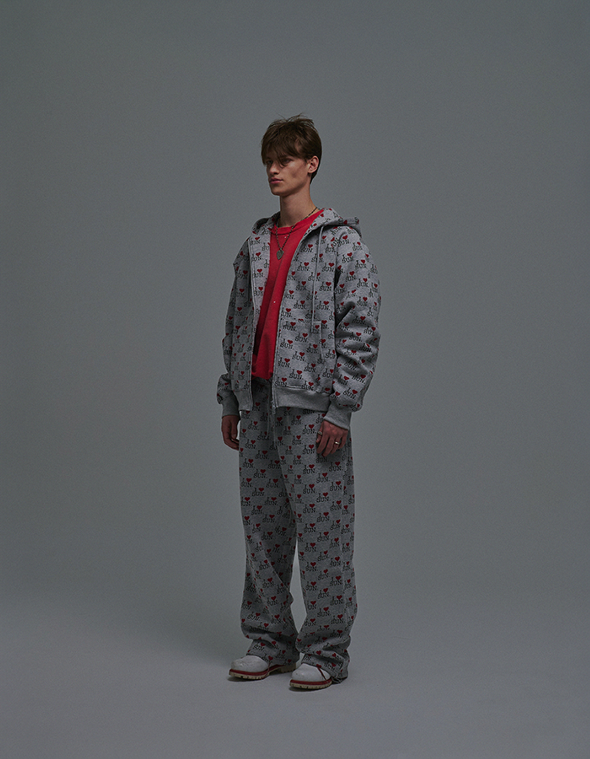 선데이후르츠마켓(SUNDAY FRUIT MARKET) I LOVE SUN ZIP HOODIE GRAY