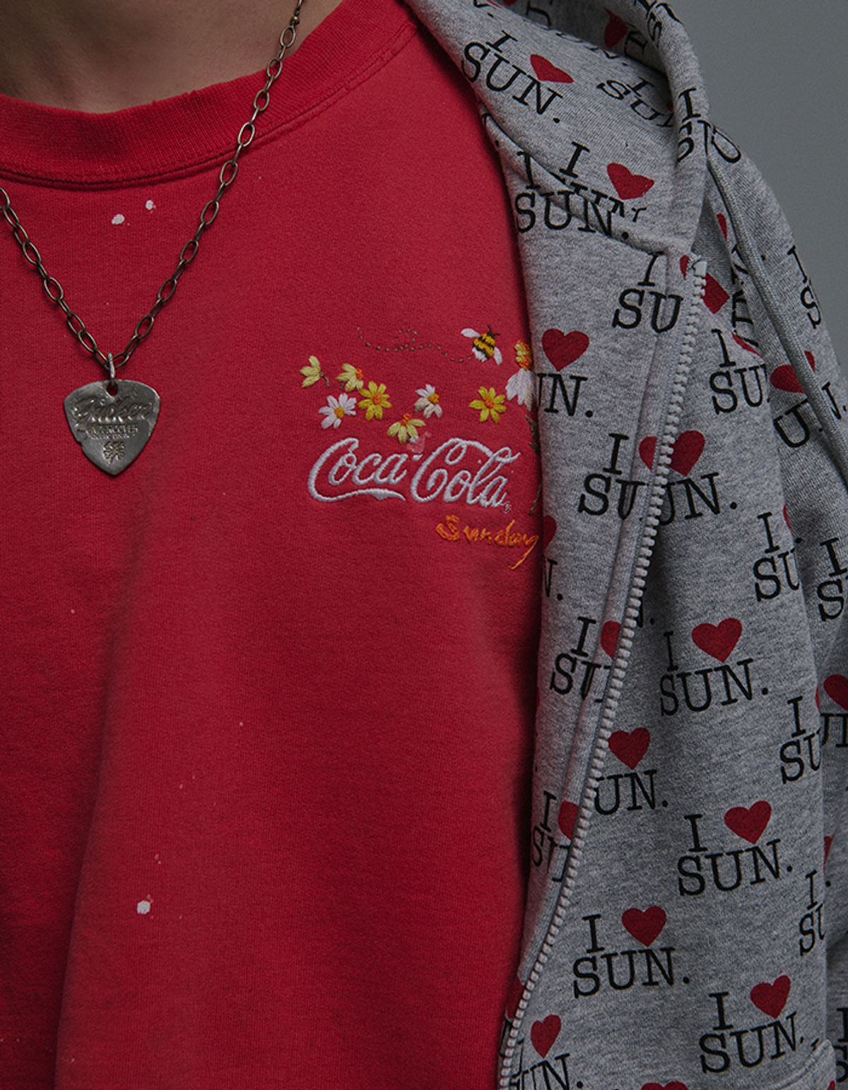 선데이후르츠마켓(SUNDAY FRUIT MARKET) I LOVE SUN ZIP HOODIE GRAY