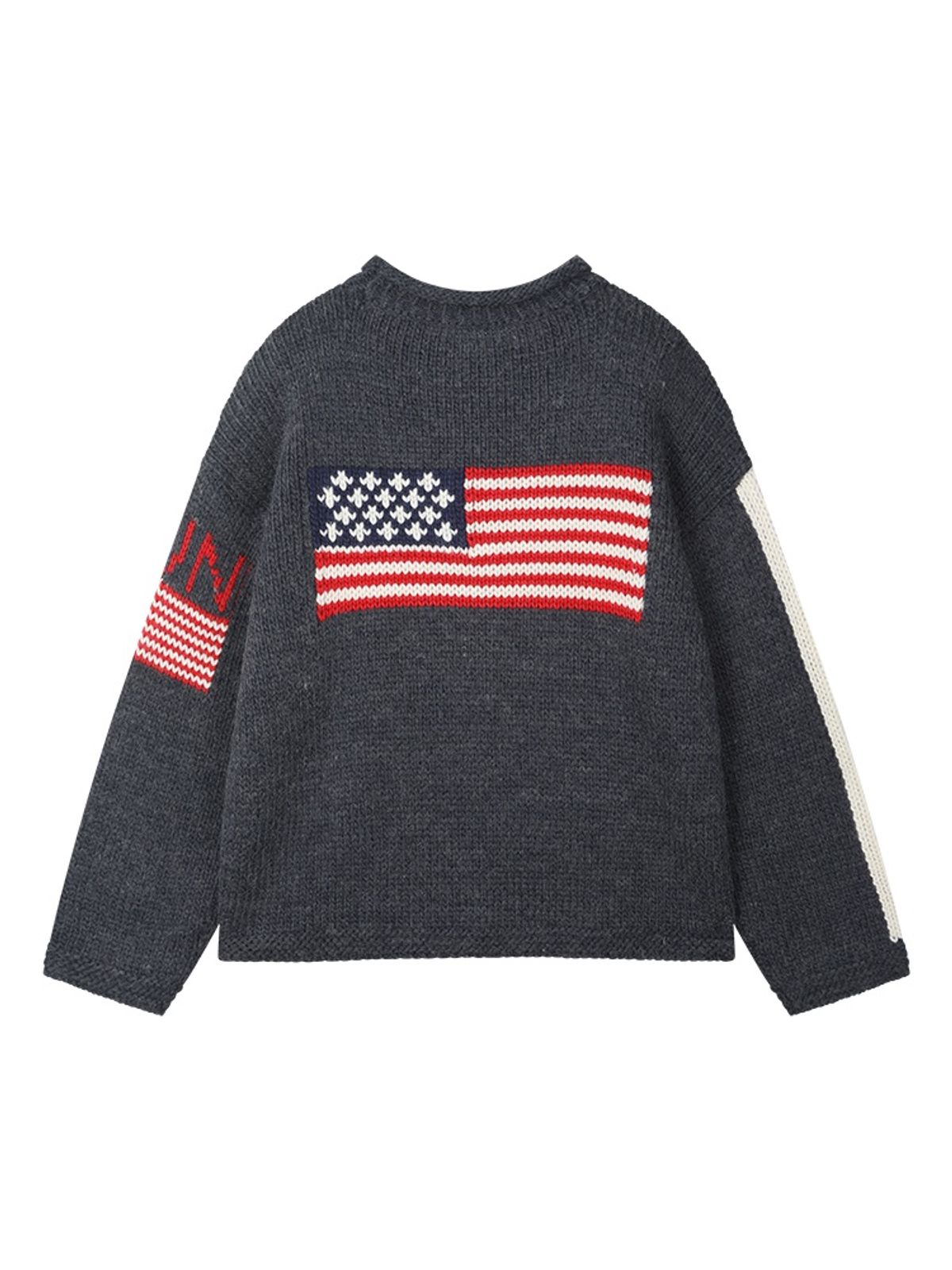 선데이후르츠마켓(SUNDAY FRUIT MARKET) SUNDAY FLAG KNIT SWEATER NAVY