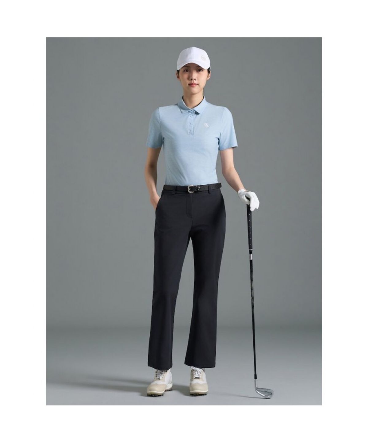 빈폴골프(BEANPOLE GOLF) [B_under] 여성 멜란지 칼라 반소매 티셔츠 - 스카이 블루 (BJ6342L16Q)