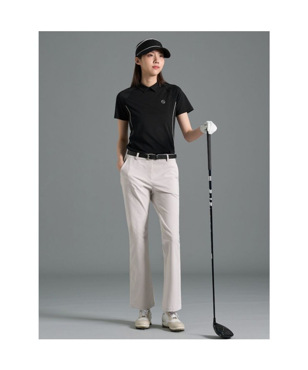 빈폴골프(BEANPOLE GOLF) [B_under] 여성 라인 배색 칼라 반소매 티셔츠 - 블랙 (BJ6342L105)