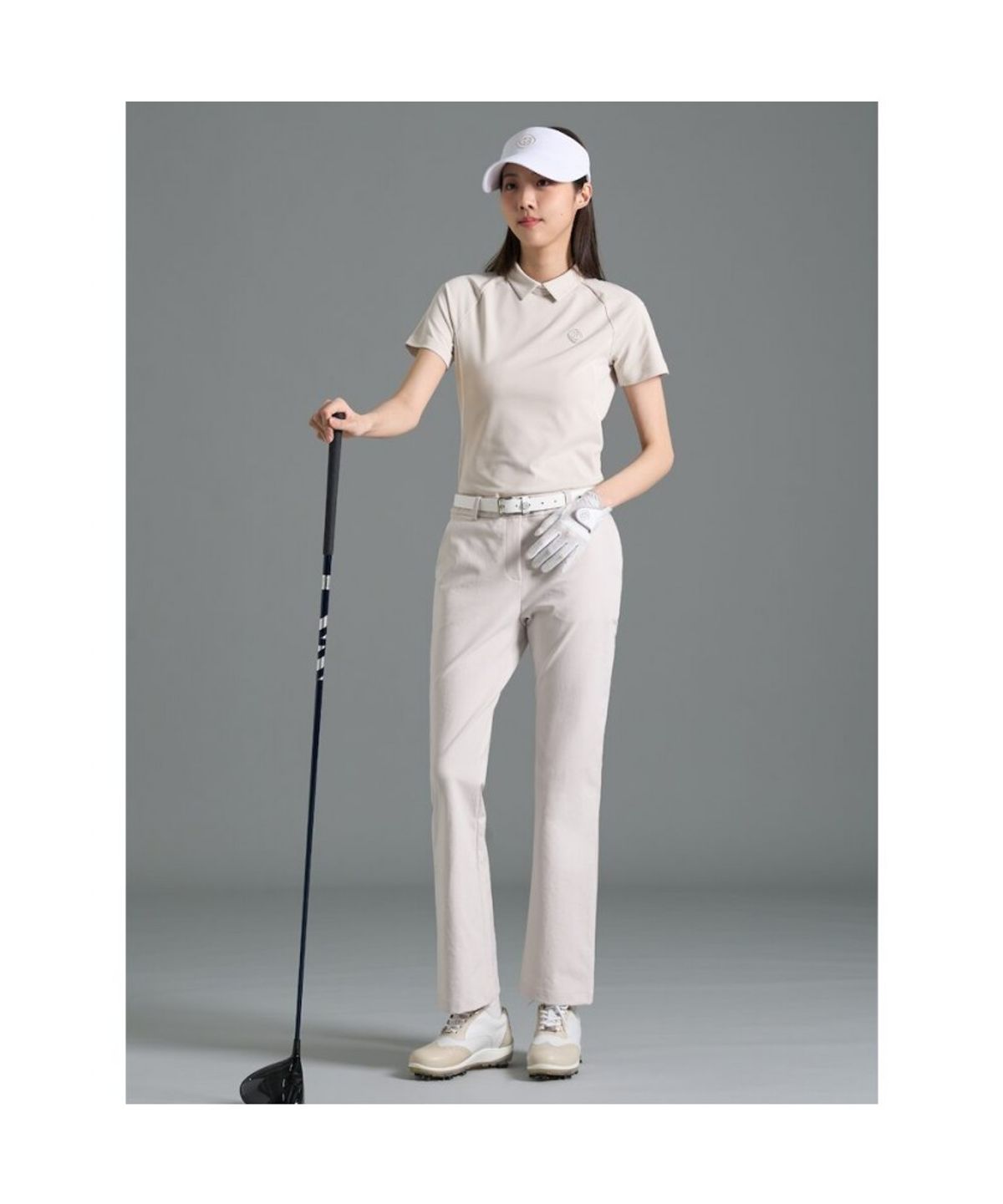 빈폴골프(BEANPOLE GOLF) [B_under] 여성 라인 배색 칼라 반소매 티셔츠 - 베이지 (BJ6342L10A)