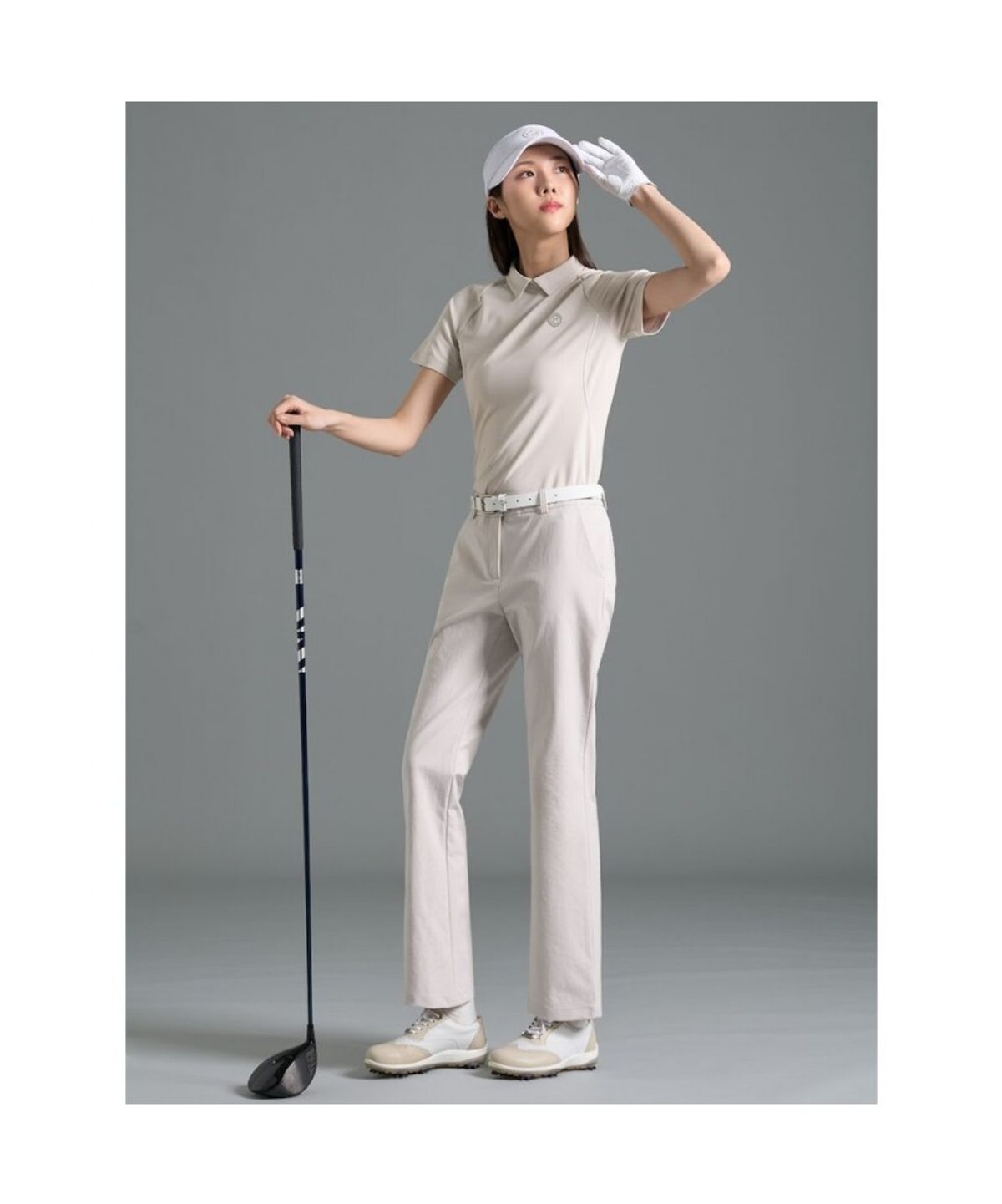 빈폴골프(BEANPOLE GOLF) [B_under] 여성 라인 배색 칼라 반소매 티셔츠 - 베이지 (BJ6342L10A)