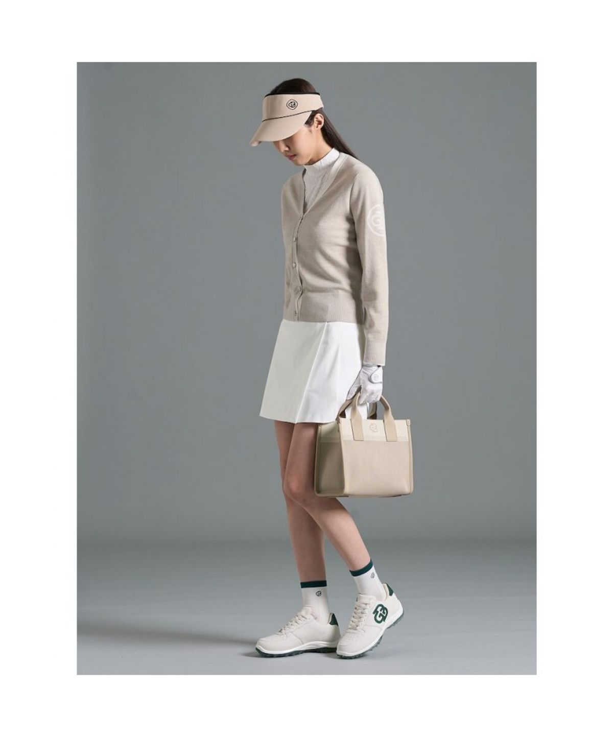 빈폴골프(BEANPOLE GOLF) 여성 브이넥 카디건 - 베이지 (BJ6251A03A)